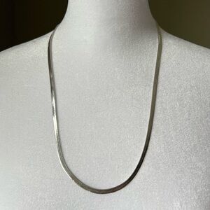 Vintage Italian Sterling Silver 925 4mm Flat Herringbone Necklace 24" & 12 grams